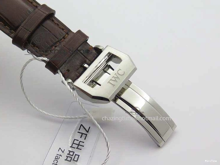 MIROTIME 1219 ModernLook Portuguese IW371445 ZF 1:1 Best Edition SS White Dial Gold Markers On Brown Leather Strap A79350 V 7269